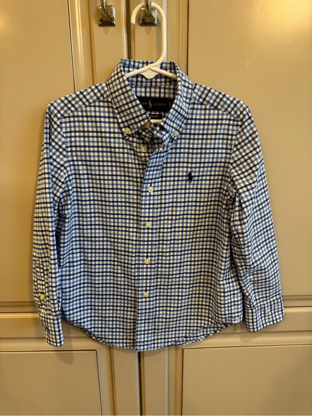 Performance Ralph Lauren Blue and White Gingham Button-Down 4-4T